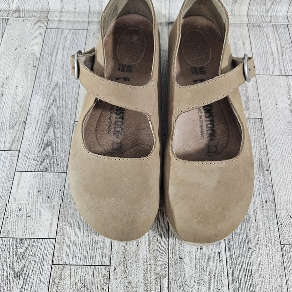 Birkenstock TRACY Mary Jane Shoes Womens 9 EU 40 Nubuck Leather Tan Beige Buckle - Picture 9 of 16